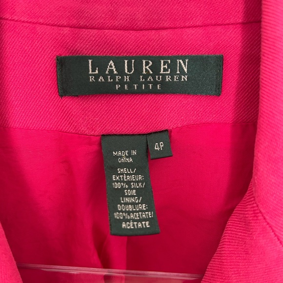 Lauren Ralph Lauren Petite‎ Silk Pink Blazer - Size 4P - Picture 2 of 5